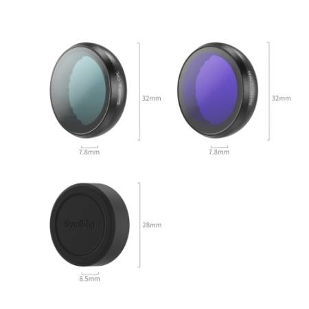 SmallRig 5862 - zestaw (1x filtr szary ND8, 1x filtr polaryzacyjny CPL) do Insta360 GO Ultra - wymiary